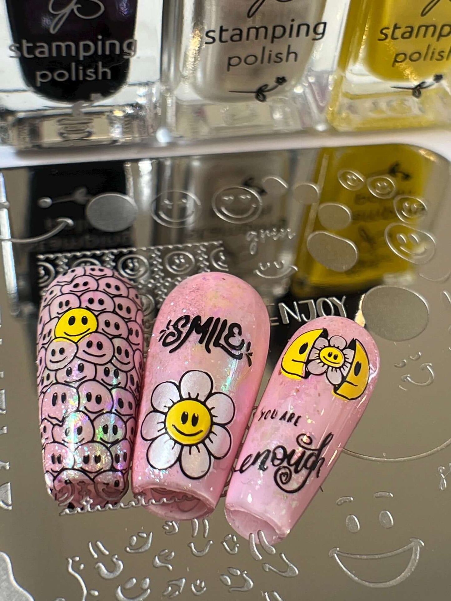 Smile (CjS-325) Steel Nail Art Layered Stamping Plate