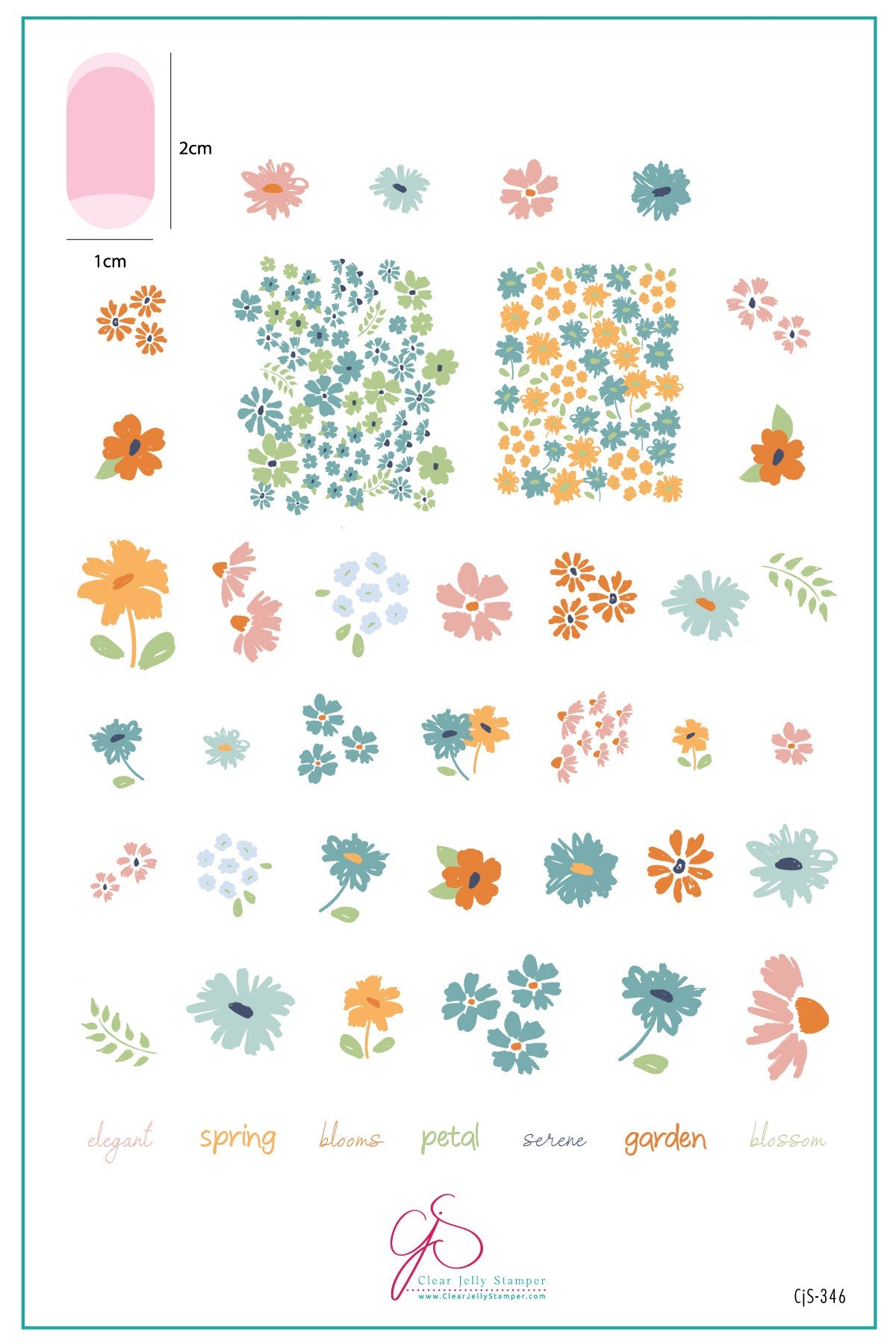 Beautiful Blossom (CjS-346) Steel Nail Art Layered Stamping Plate