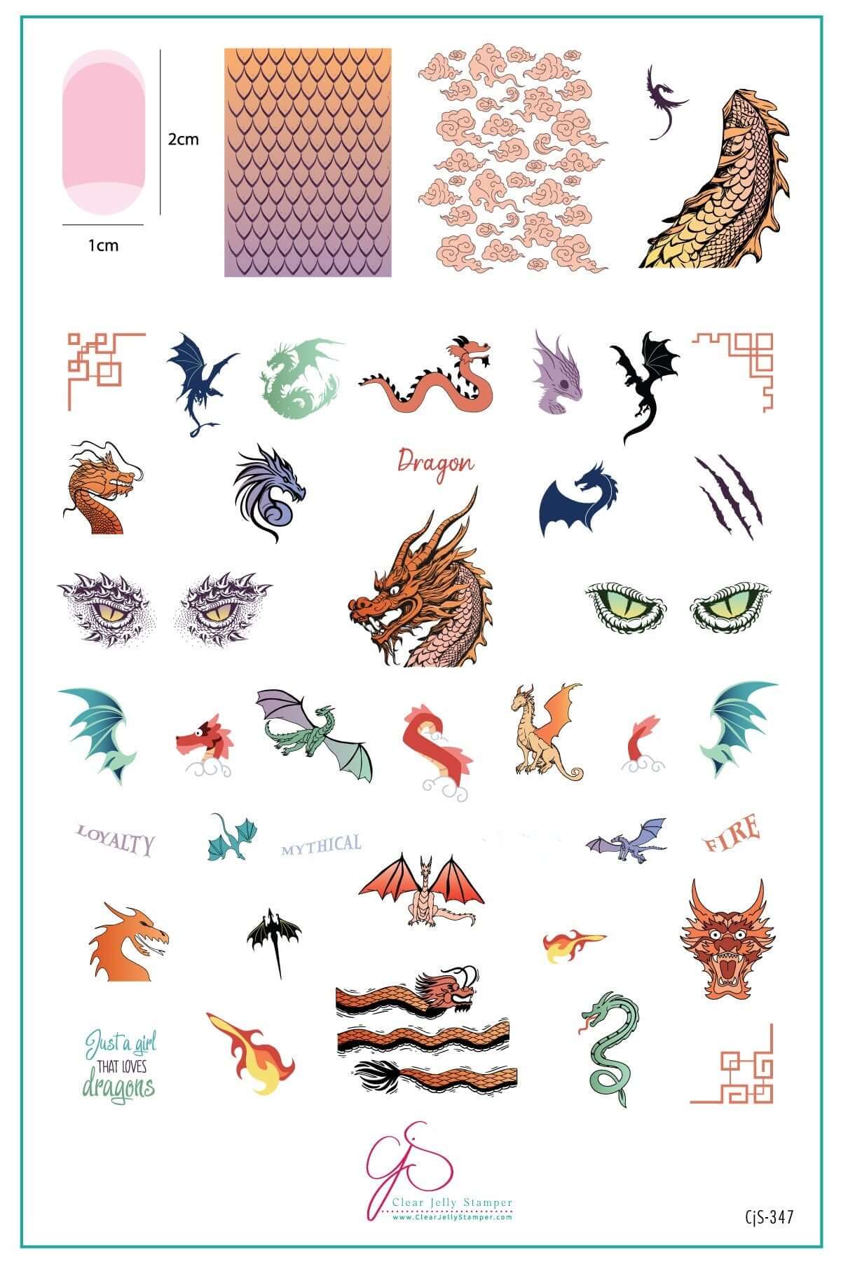 Dragon Love (CjS-347) Steel Nail Art Layered Stamping Plate
