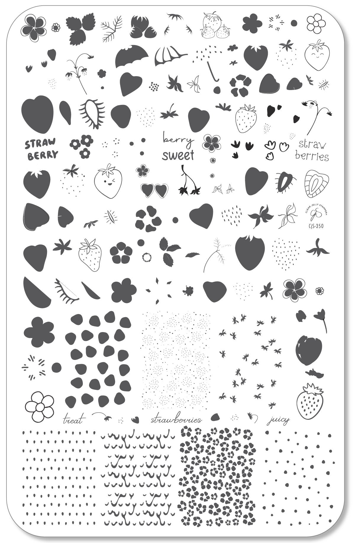 Straw-berry Sweet (CjS-350) Steel Nail Art Layered Stamping Plate