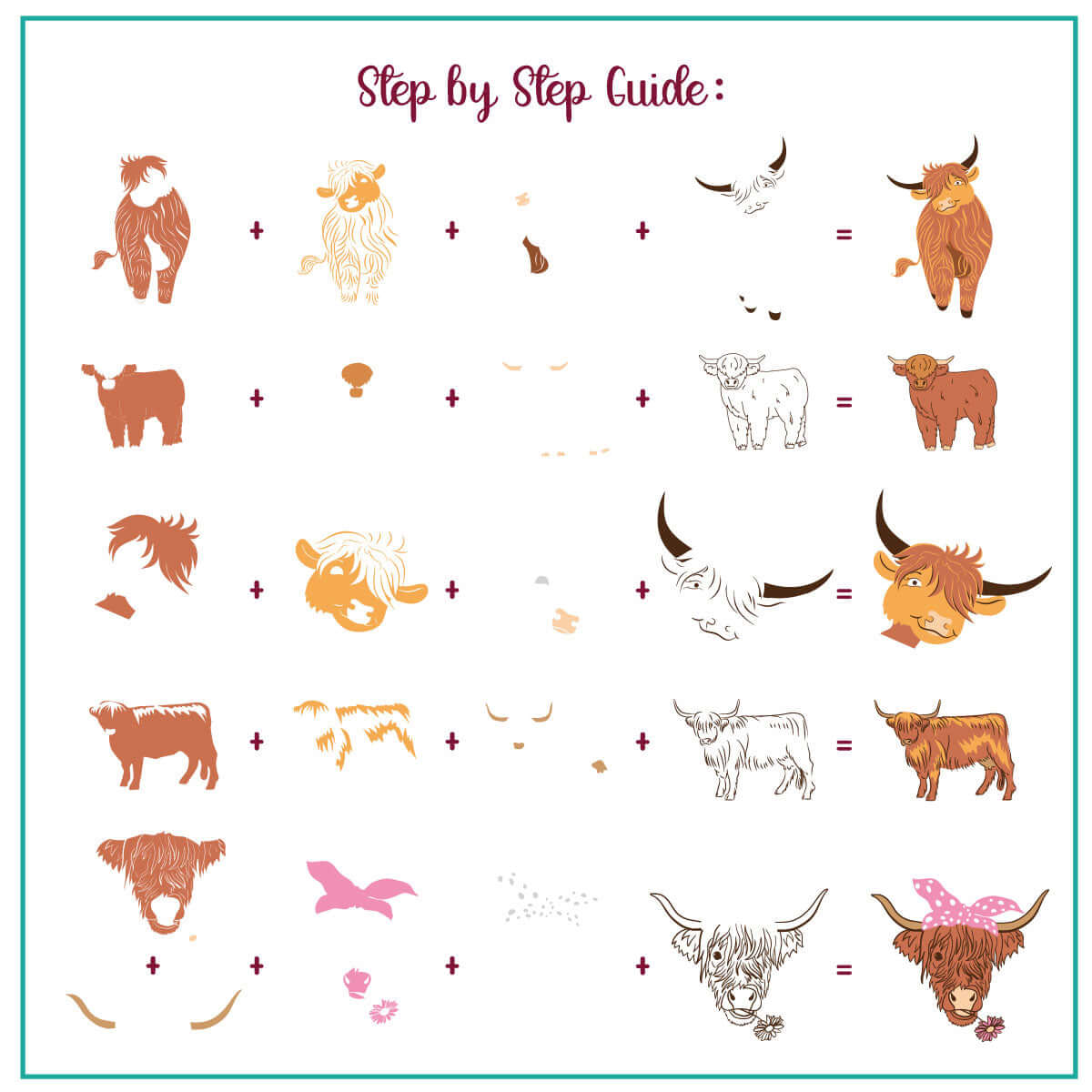 Highland Cow (CjS-362) Steel Nail Art Layered Stamping Plate