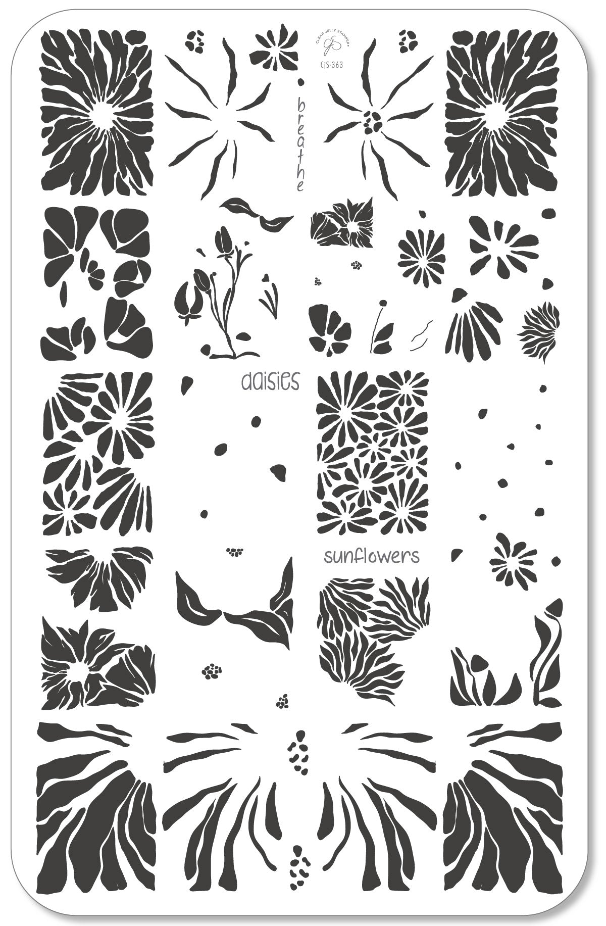 Breathe-Floral (CjS-363) Steel Nail Art Layered Stamping Plate