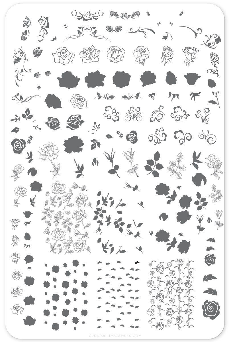 All is Rose-y (CjS-92) Steel Nail Art Layered Stamping Plate