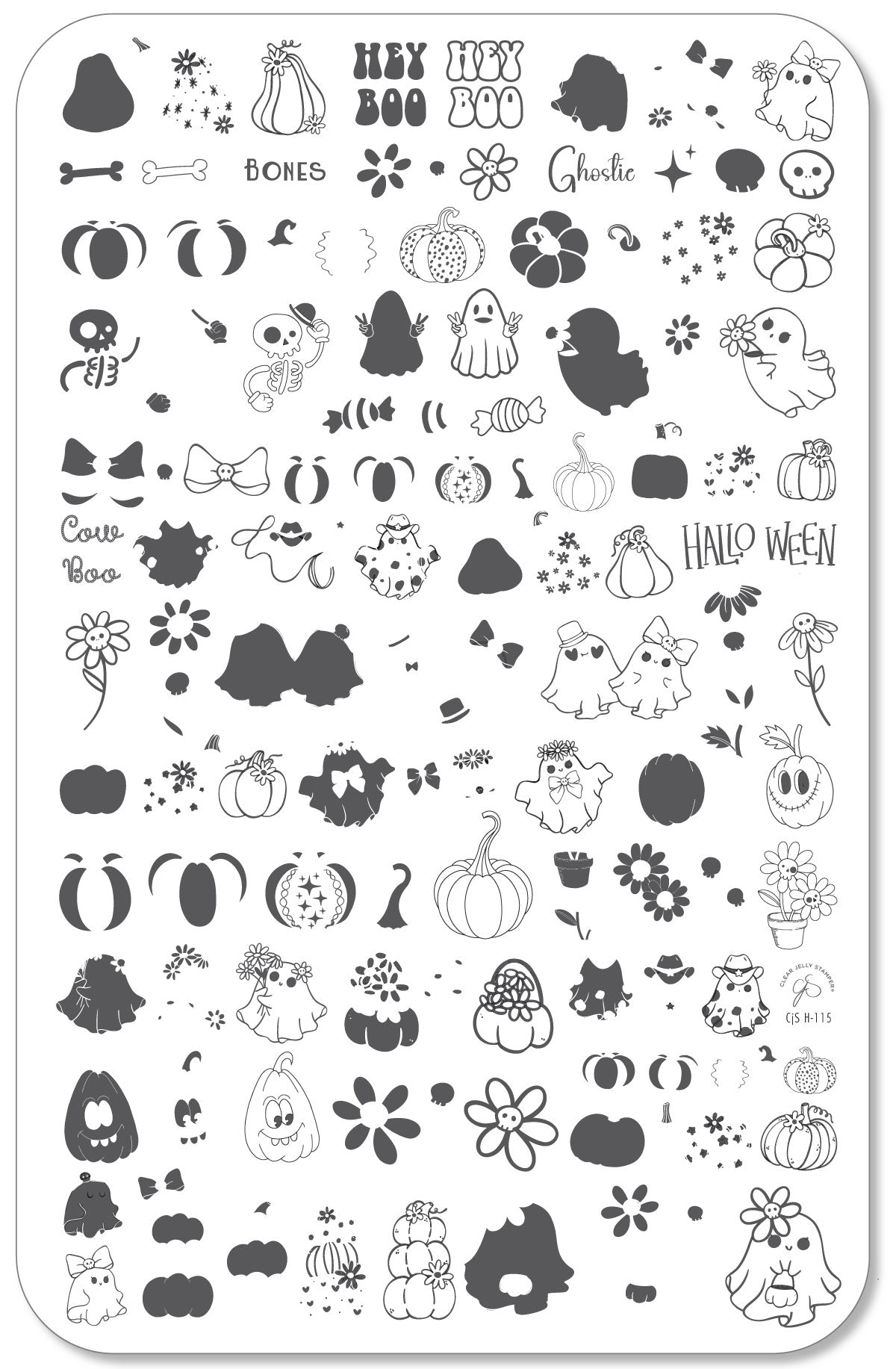 Hey Boo (CjSH-115) Steel Nail Art Layered Stamping Plate