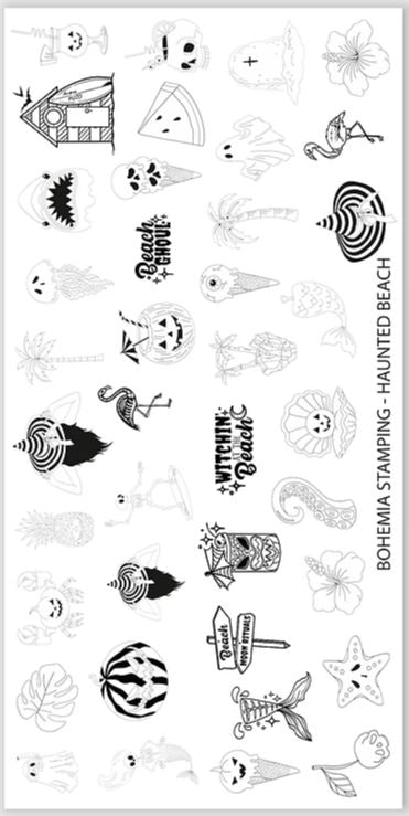 Haunted Beach (BS-02) Steel Nail Art Stamping Plate