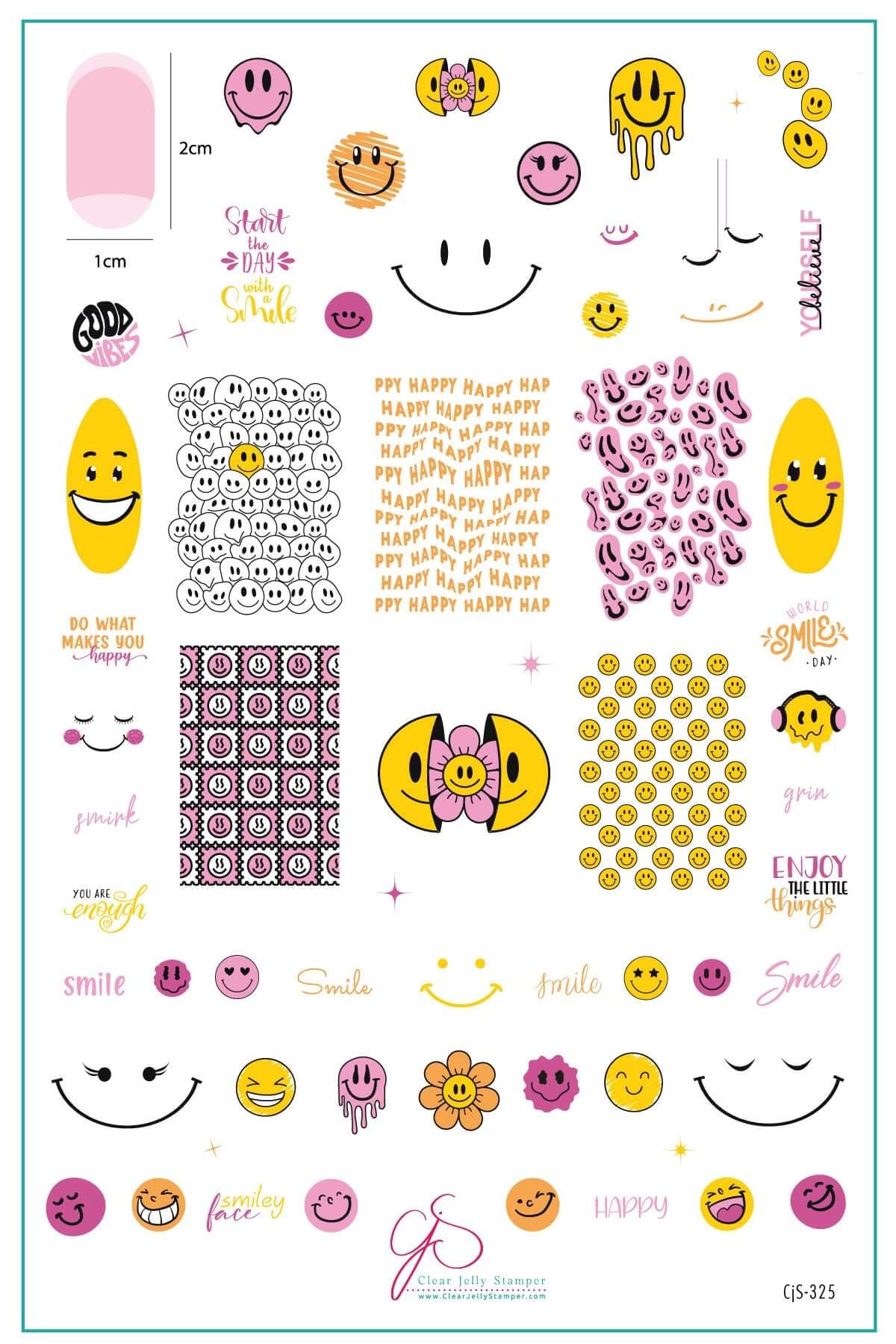 Smile (CjS-325) Steel Nail Art Layered Stamping Plate
