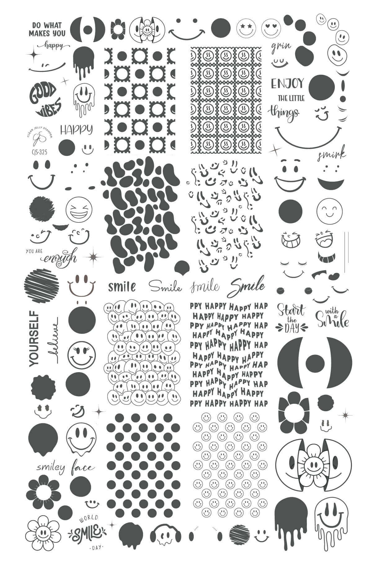 Smile (CjS-325) Steel Nail Art Layered Stamping Plate