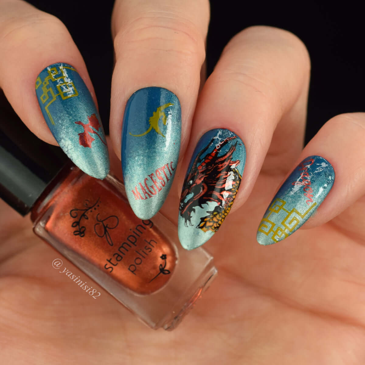 Dragon Love (CjS-347) Steel Nail Art Layered Stamping Plate