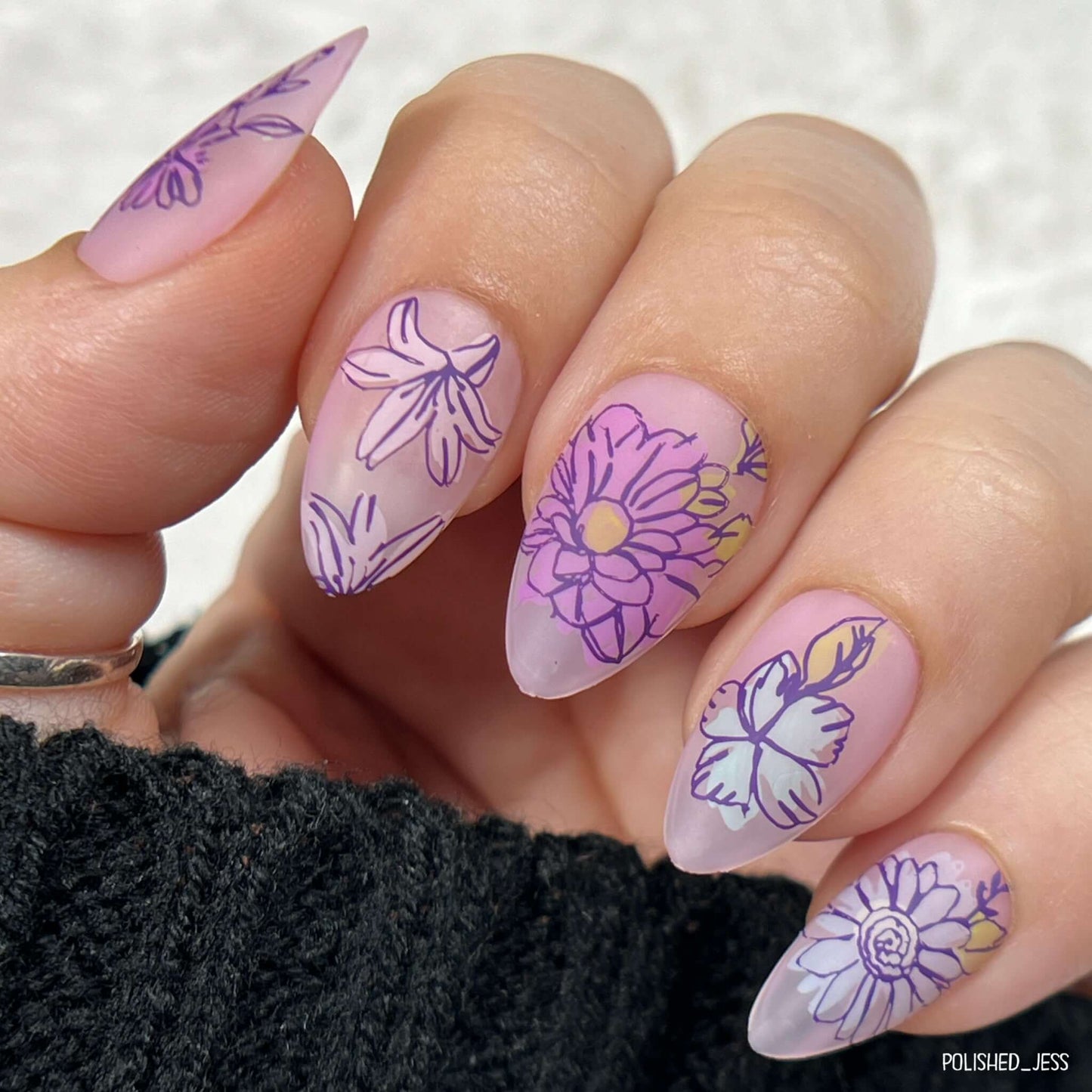 Whispering Petals (CjS-349) Steel Nail Art Layered Stamping Plate