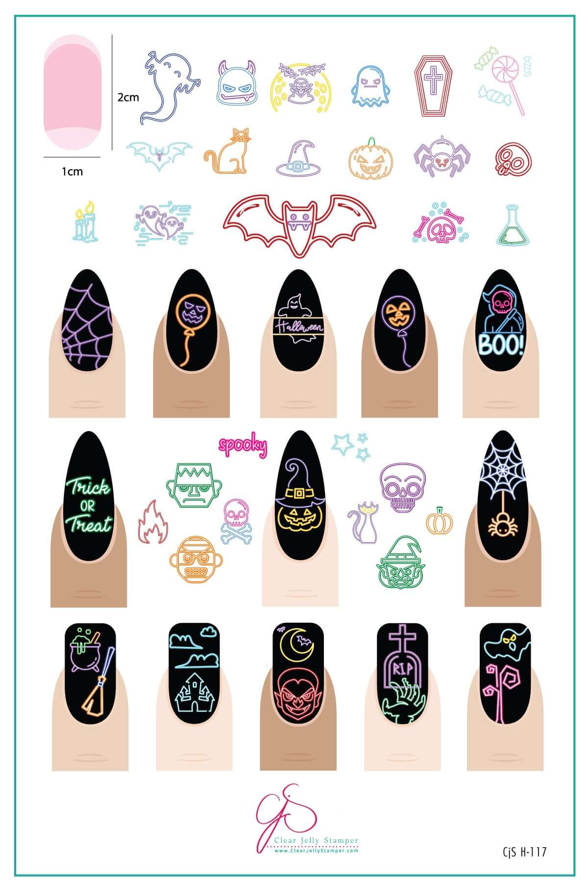 Neon Nightmares (CjSH-117) Steel Nail Art Layered Stamping Plate