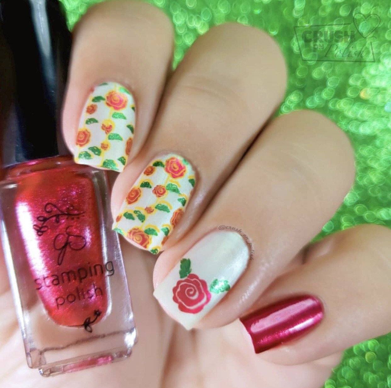 All is Rose-y (CjS-92) Steel Nail Art Layered Stamping Plate