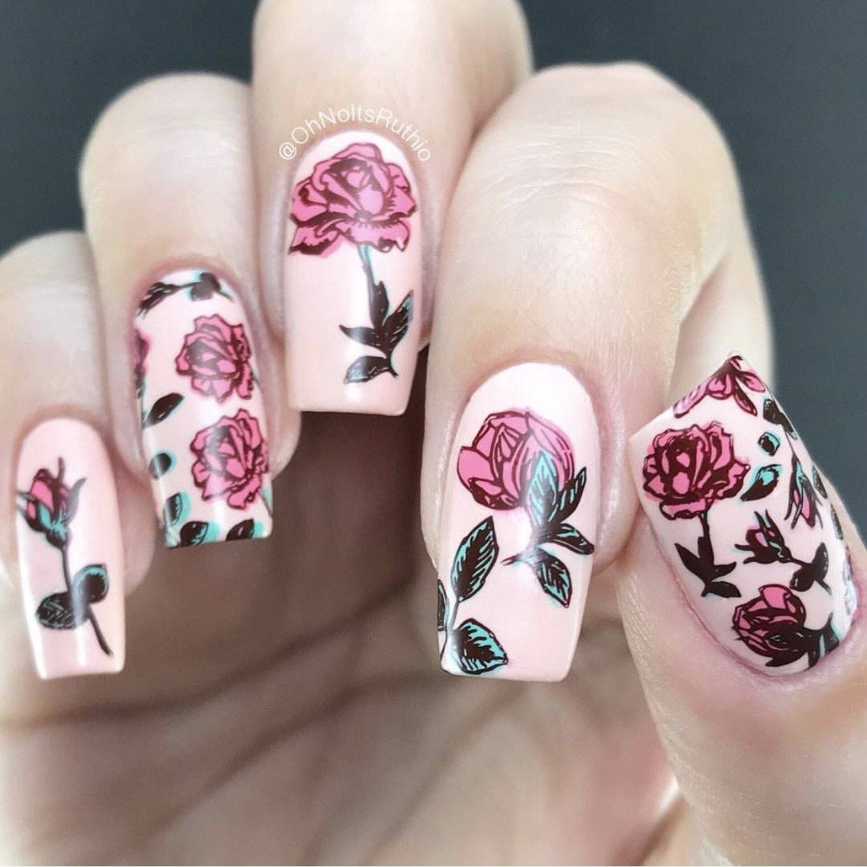 All is Rose-y (CjS-92) Steel Nail Art Layered Stamping Plate