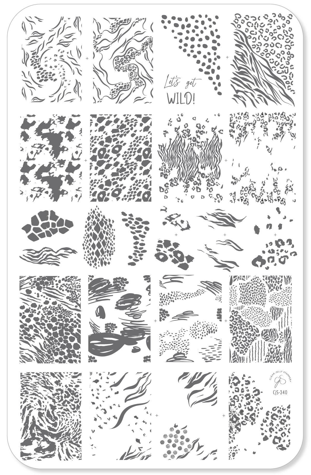 Let's Get Wild! (CJS-340) Steel Nail Art Layered Stamping Plate