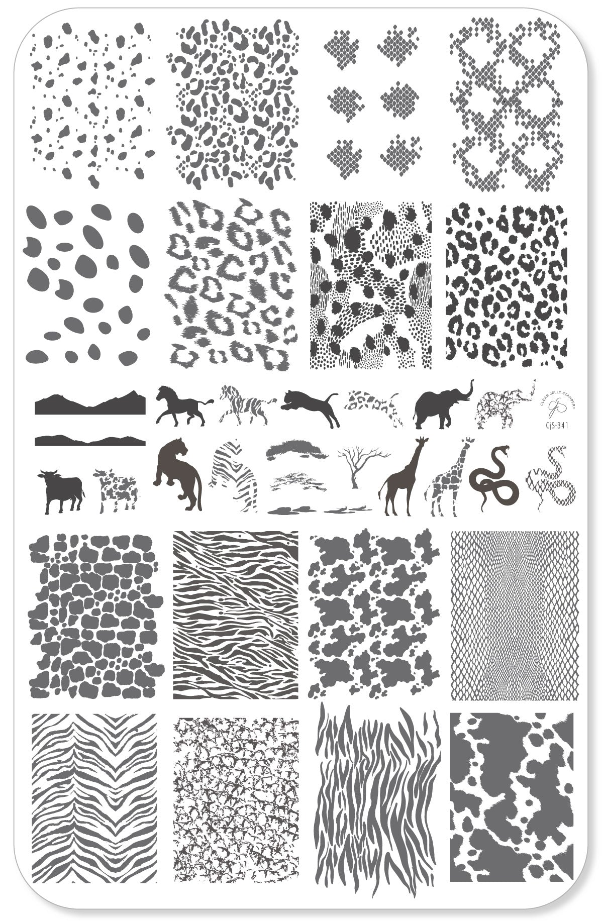 Animal Diva (CJS-341) Steel Nail Art Layered Stamping Plate