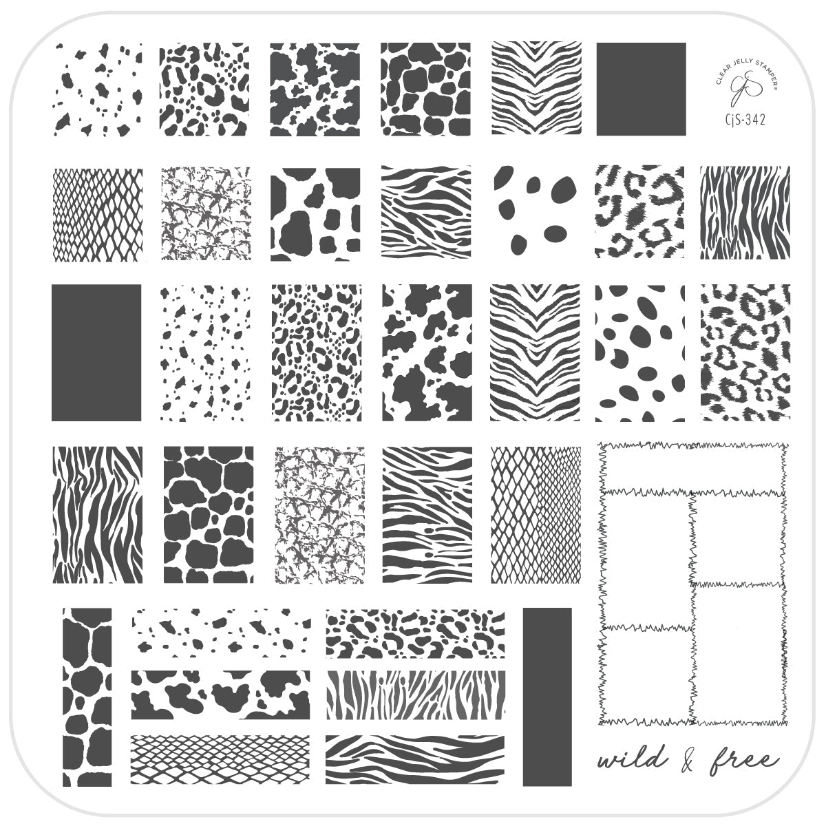 Animal Print Patchwork (CjS-342) Steel Nail Art Layered Stamping Plate