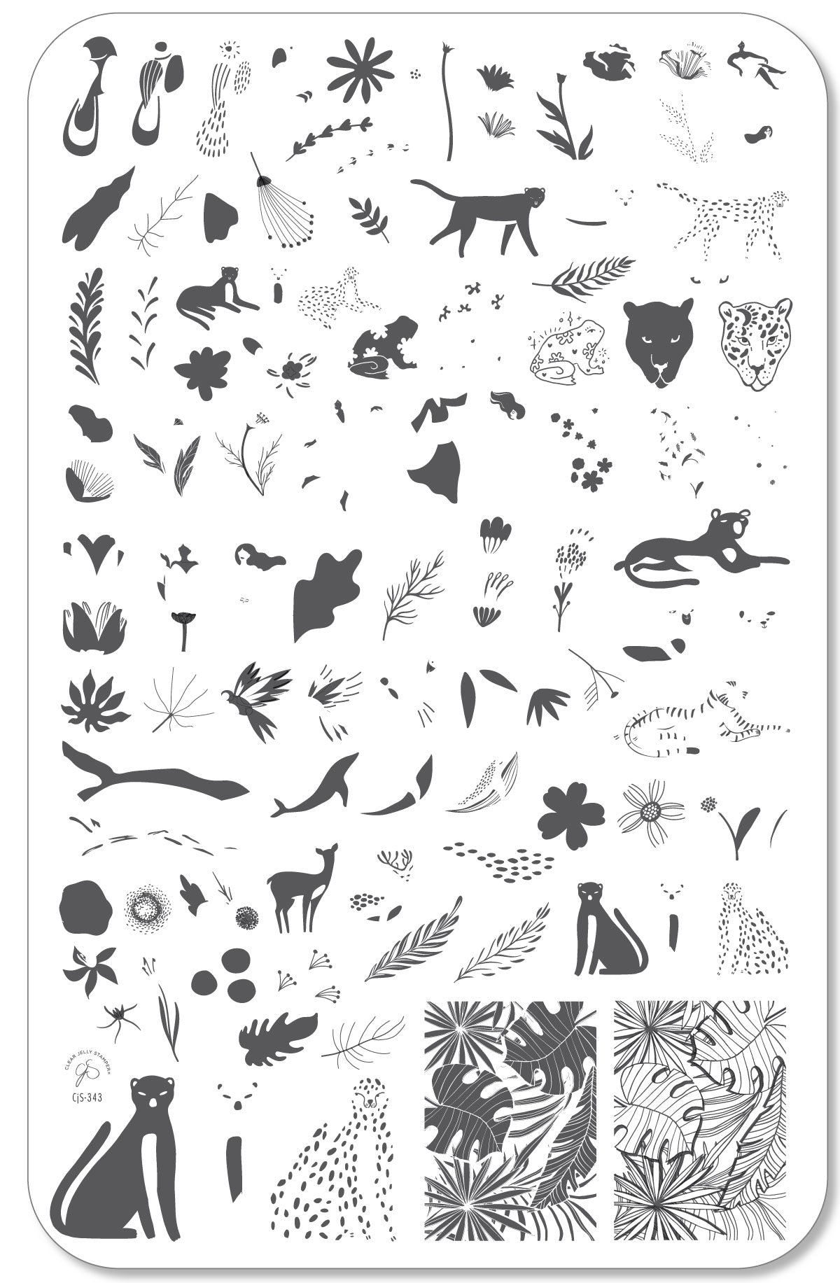 Into the Wild (CjS-343) Steel Nail Art Layered Stamping Plate