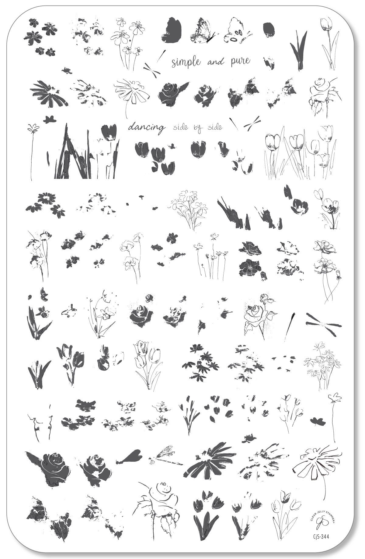 Simple & Pure Flowers (CjS-344) Steel Nail Art Layered Stamping Plate