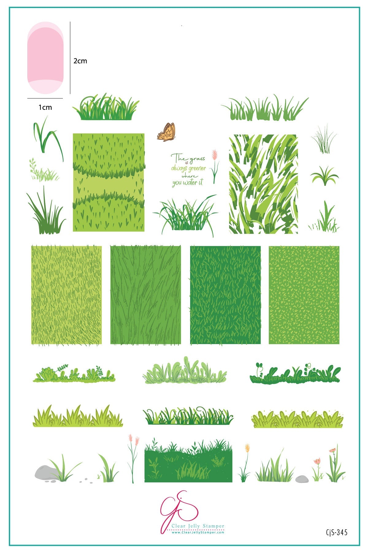 Greener Grass (CjS-345) Steel Nail Art Layered Stamping Plate