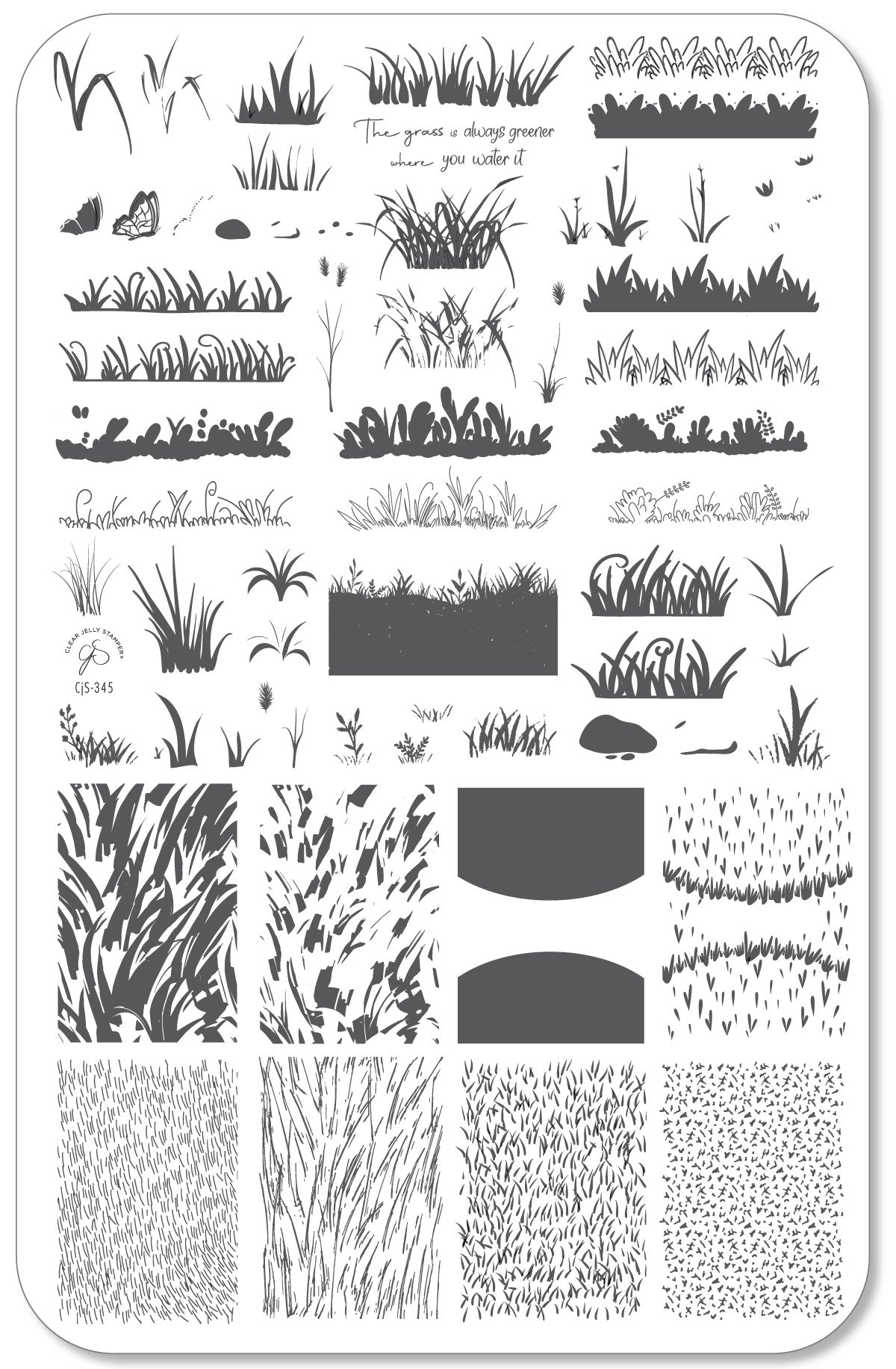 Greener Grass (CjS-345) Steel Nail Art Layered Stamping Plate