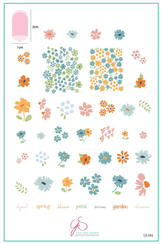 Beautiful Blossom (CjS-346) Steel Nail Art Layered Stamping Plate