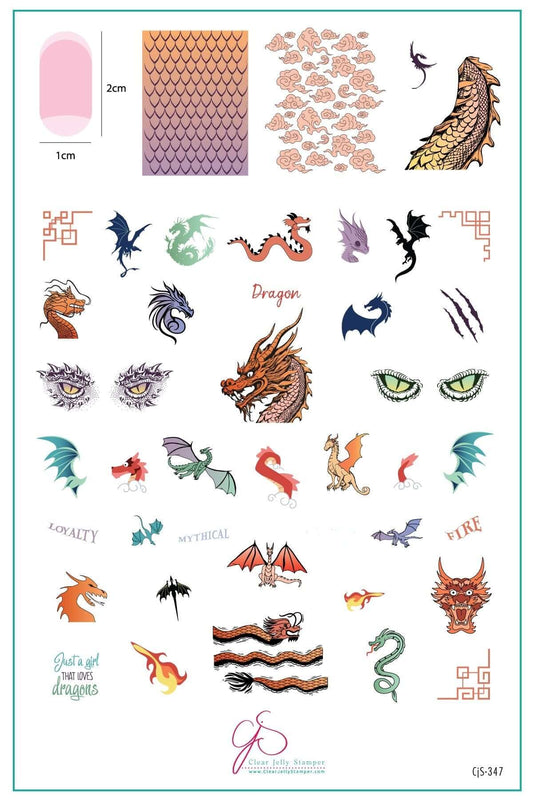Dragon Love (CjS-347) Steel Nail Art Layered Stamping Plate