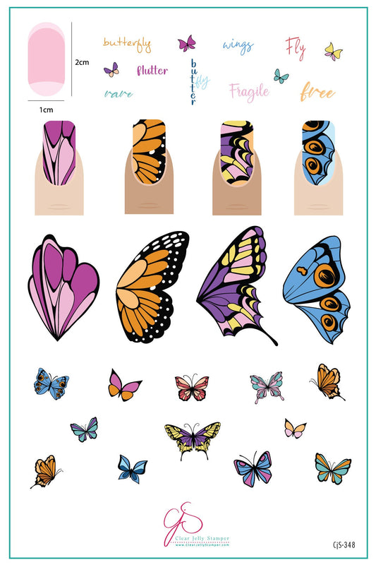Wing It - Butterfly(CjS-348) Steel Nail Art Layered Stamping Plate