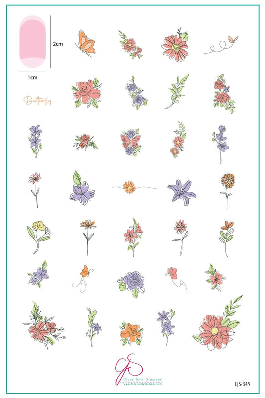 Whispering Petals (CjS-349) Steel Nail Art Layered Stamping Plate