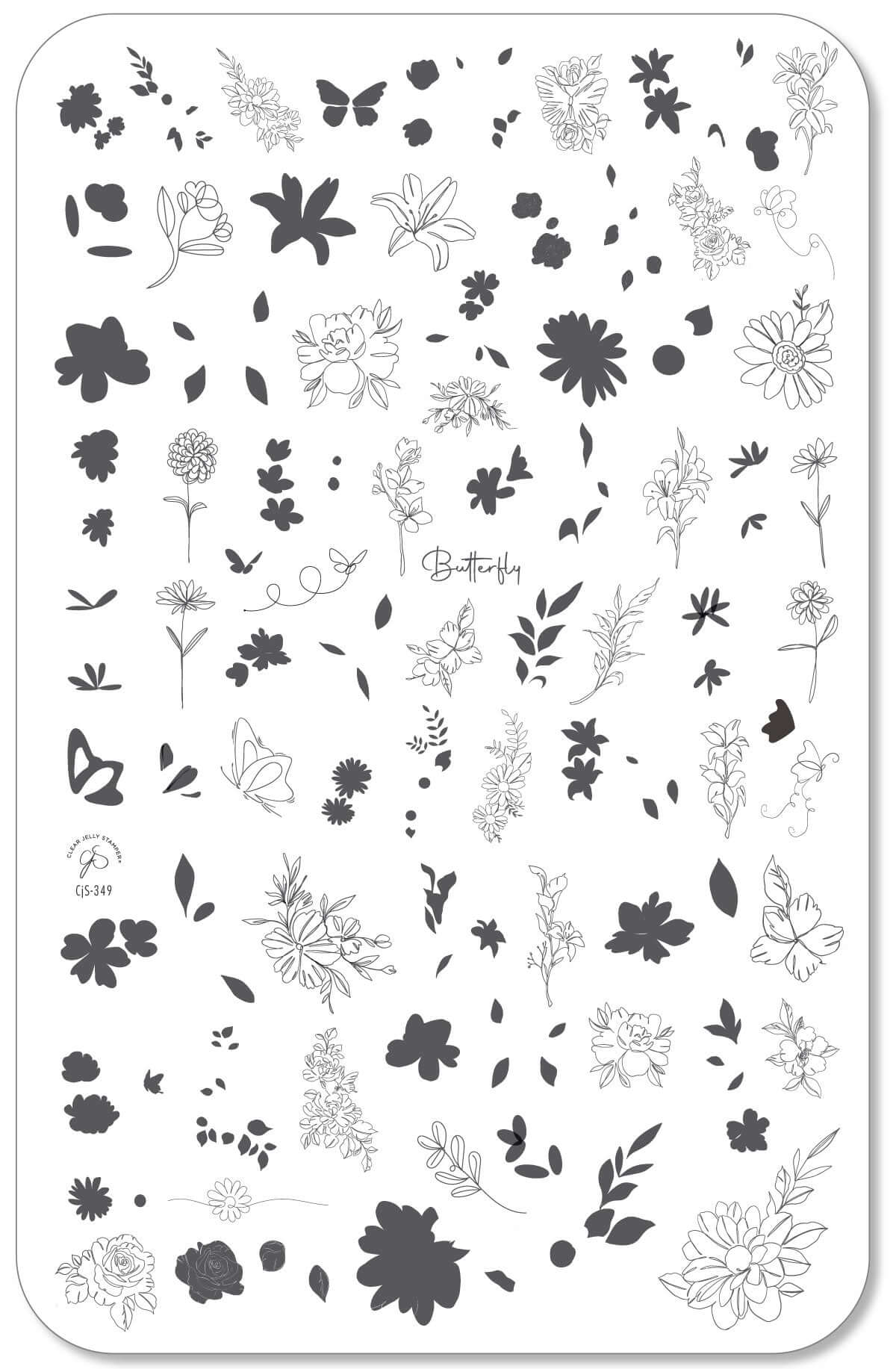 Whispering Petals (CjS-349) Steel Nail Art Layered Stamping Plate