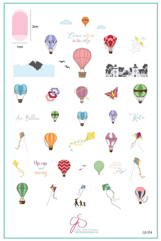 Up, Up, and Away (CjS-354) Steel Nail Art Layered Stamping Plate