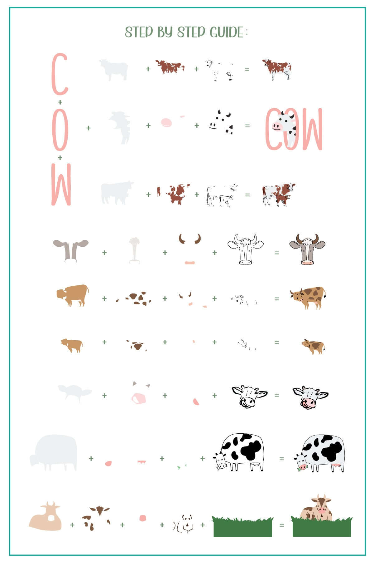 Udderly Adorable! (CjS-355) Steel Nail Art Layered Stamping Plate