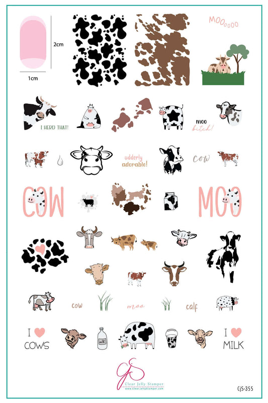 Udderly Adorable! (CjS-355) Steel Nail Art Layered Stamping Plate
