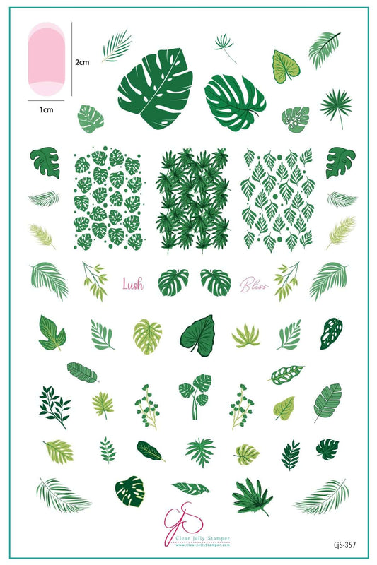 Lush Leaves (CjS-357) Steel Nail Art Layered Stamping Plate