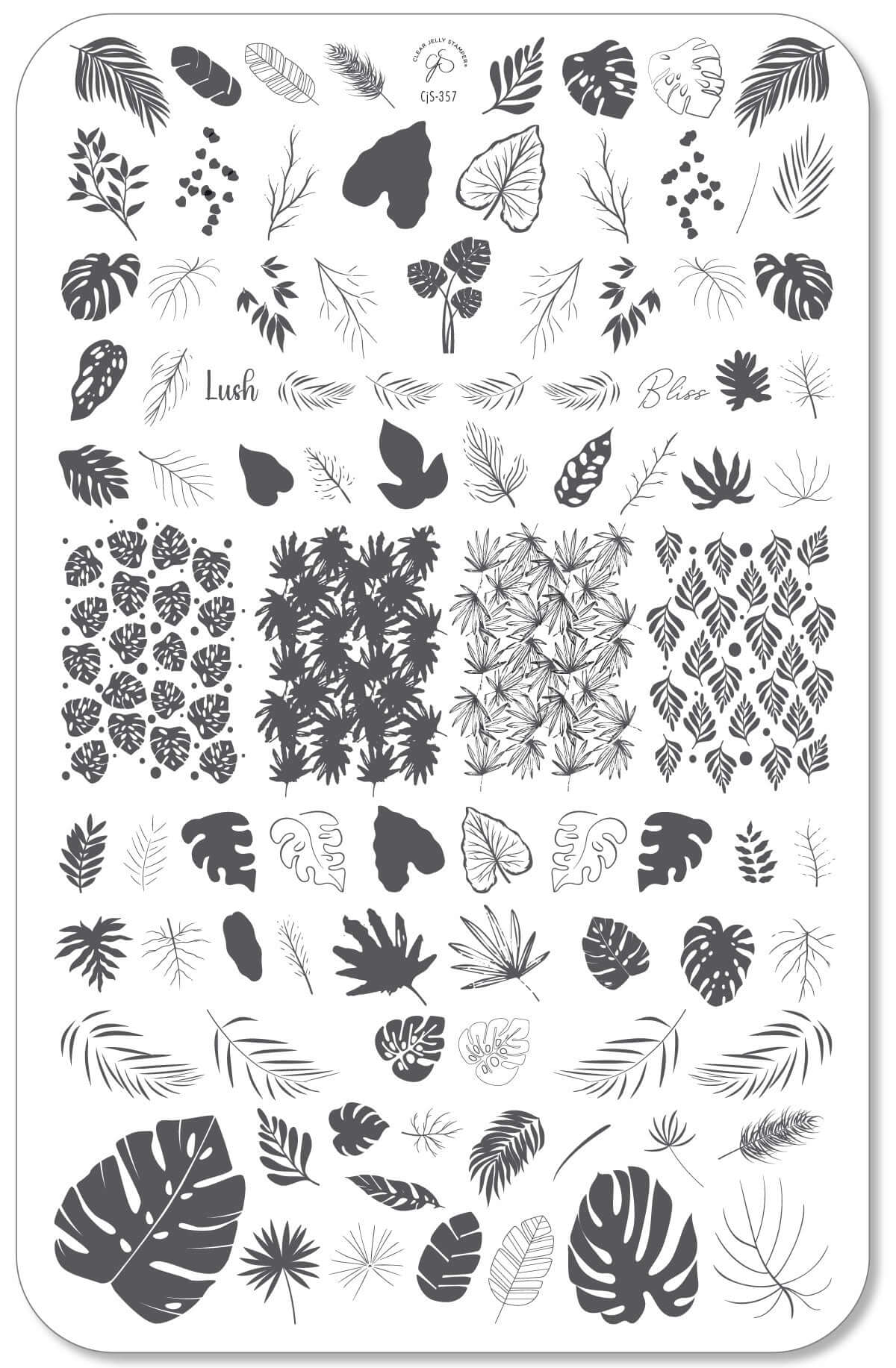 Lush Leaves (CjS-357) Steel Nail Art Layered Stamping Plate