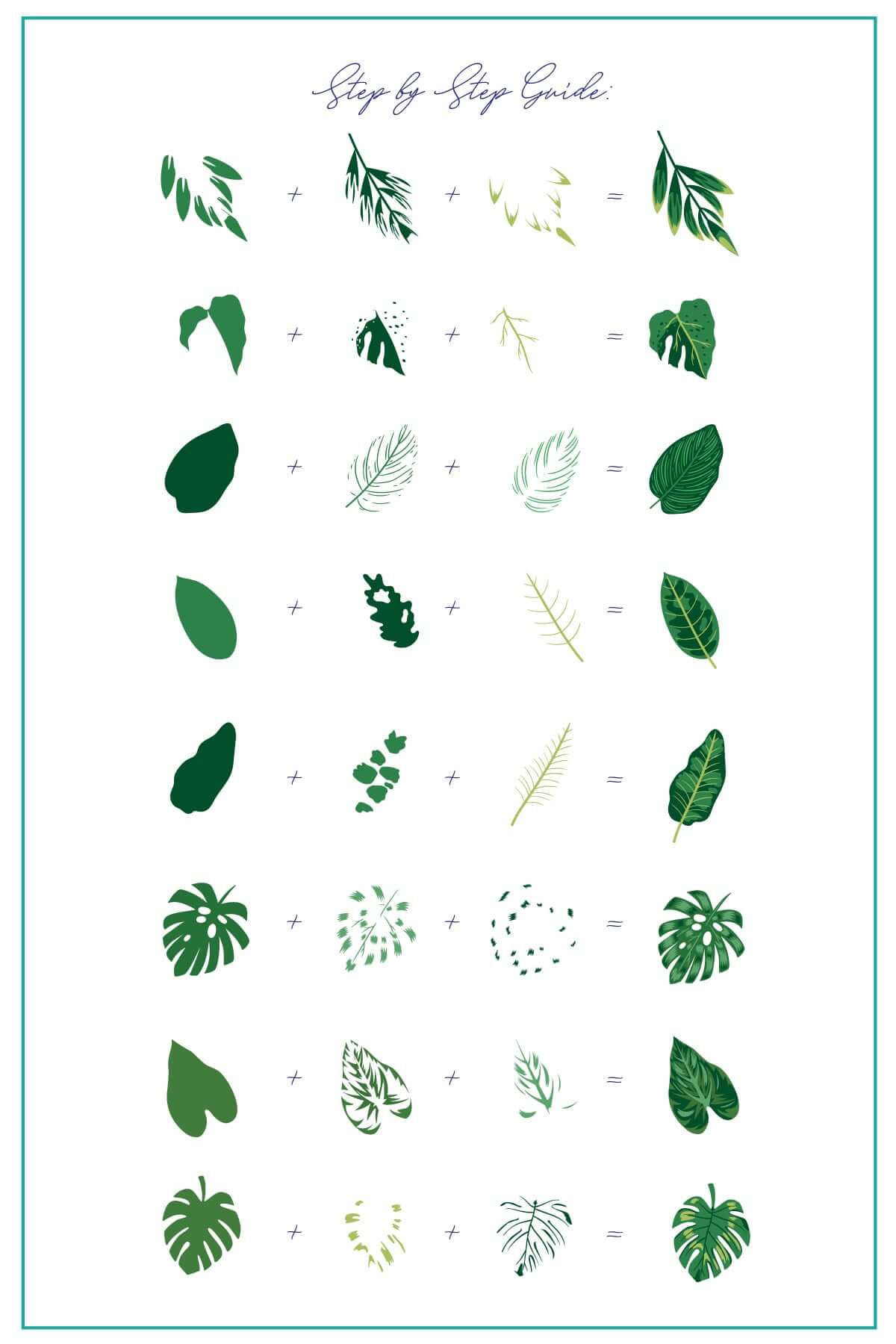 Tropical Leaves (CjS-358) Steel Nail Art Layered Stamping Plate