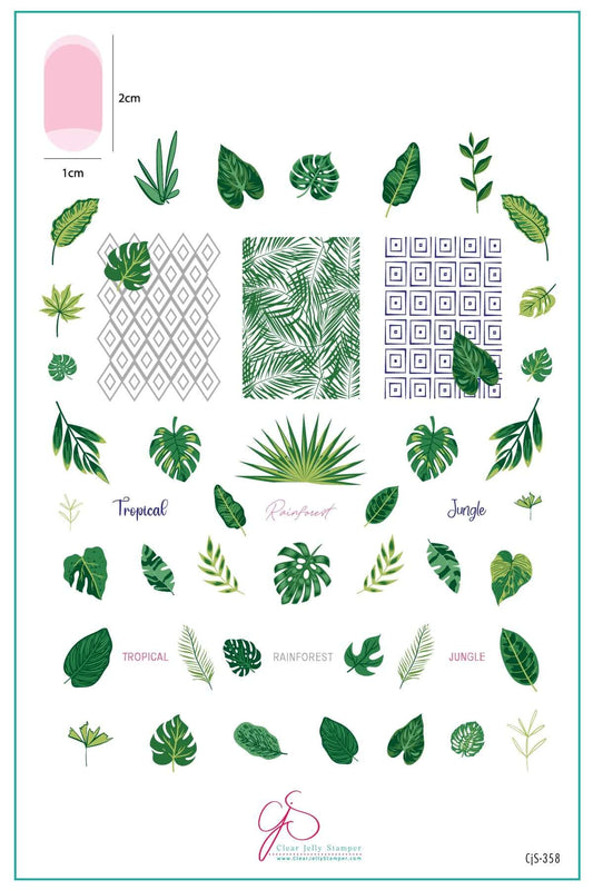 Tropical Leaves (CjS-358) Steel Nail Art Layered Stamping Plate
