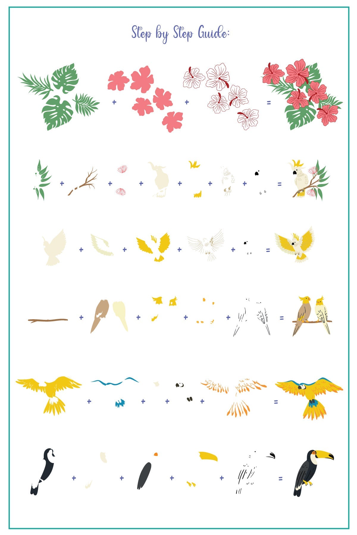 Tropical Paradise (CjS-359) Steel Nail Art Layered Stamping Plate