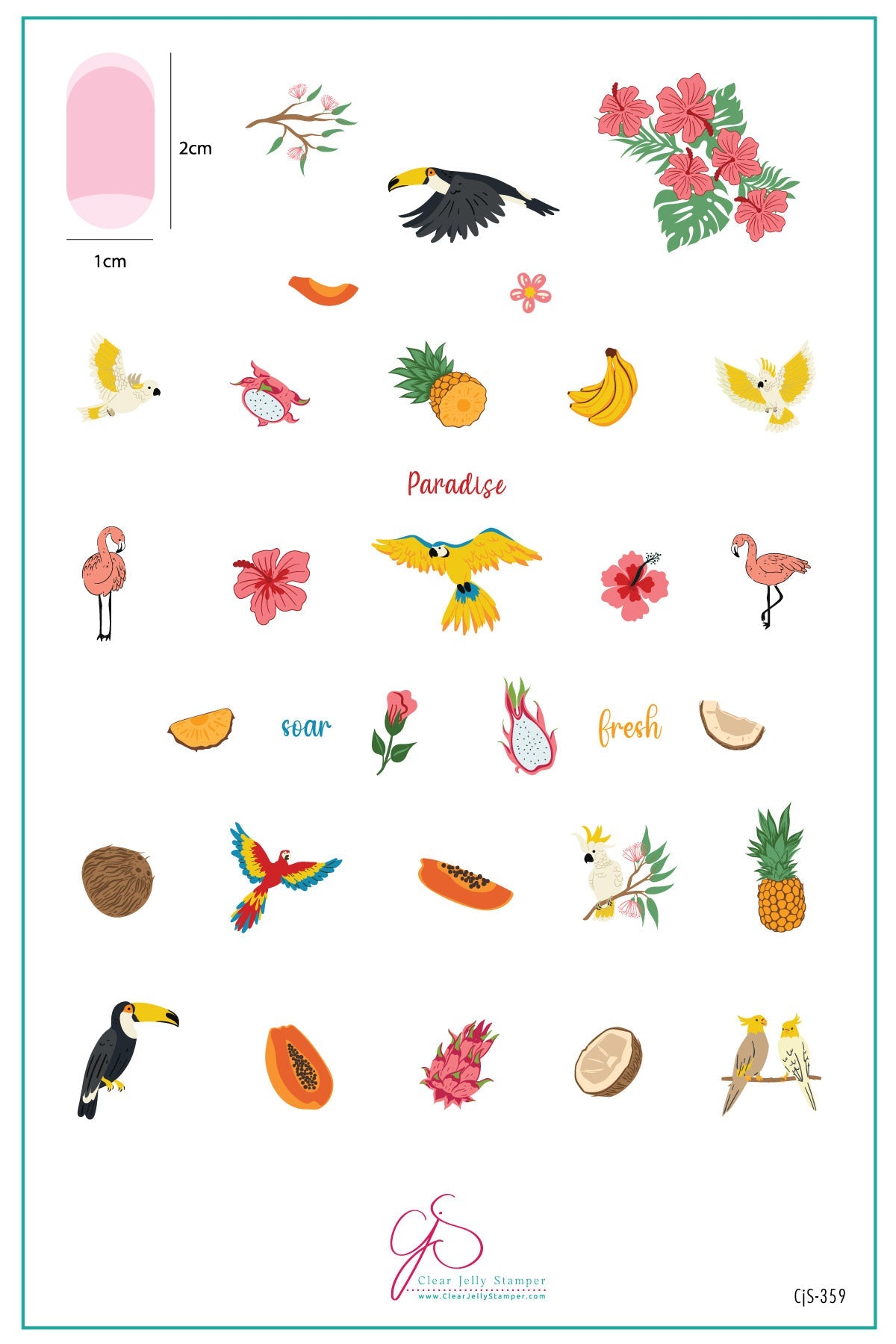 Tropical Paradise (CjS-359) Steel Nail Art Layered Stamping Plate