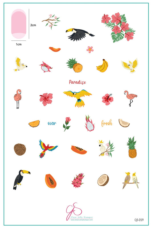 Tropical Paradise (CjS-359) Steel Nail Art Layered Stamping Plate