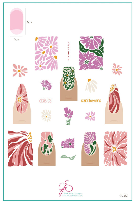 Breathe-Floral (CjS-363) Steel Nail Art Layered Stamping Plate
