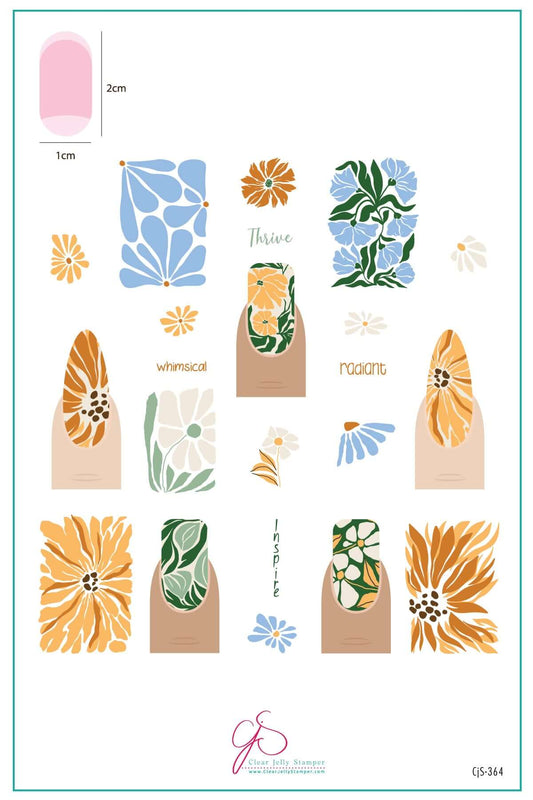 Inspire-Floral (CjS-364) Steel Nail Art Layered Stamping Plate