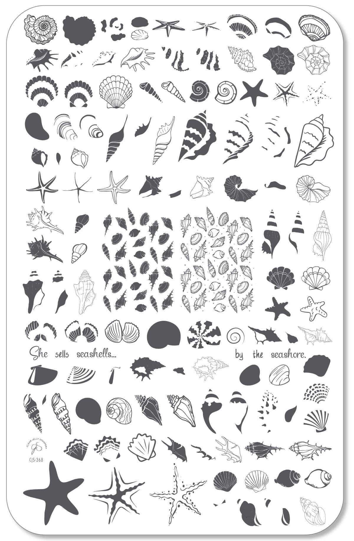 She Sells Seashells (CjS-368) Steel Nail Art Layered Stamping Plate