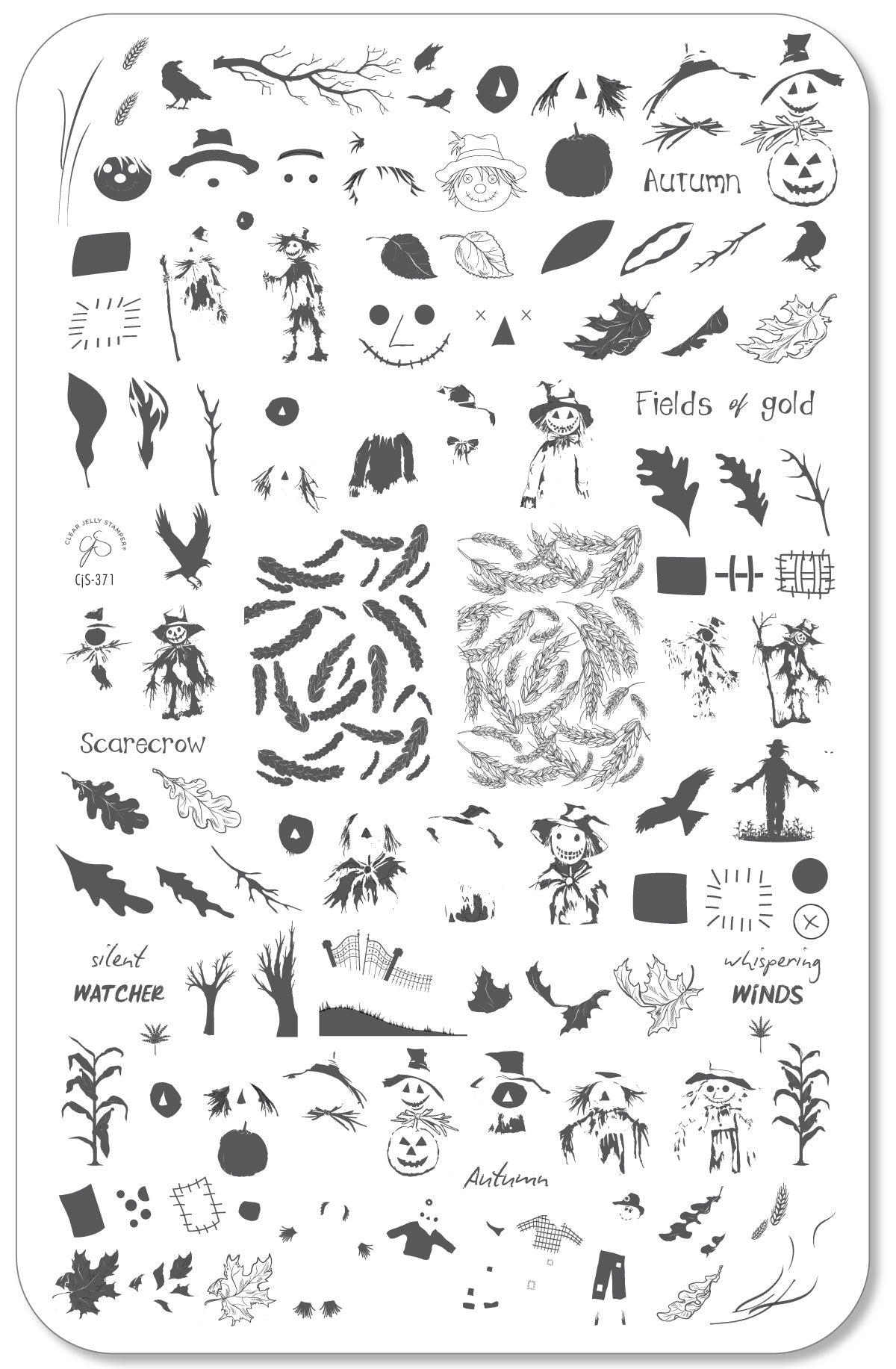 Silent Watcher (CjS-371) Steel Nail Art Layered Stamping Plate