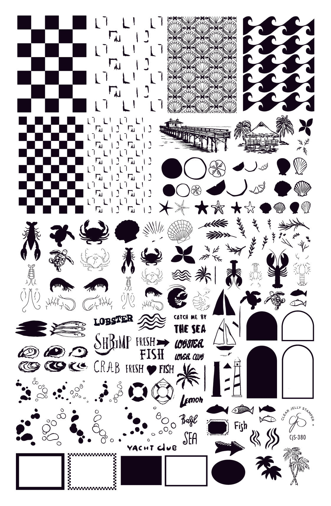 Catch Me by the Sea (CjS-380) Steel Nail Art Layered Stamping Plate