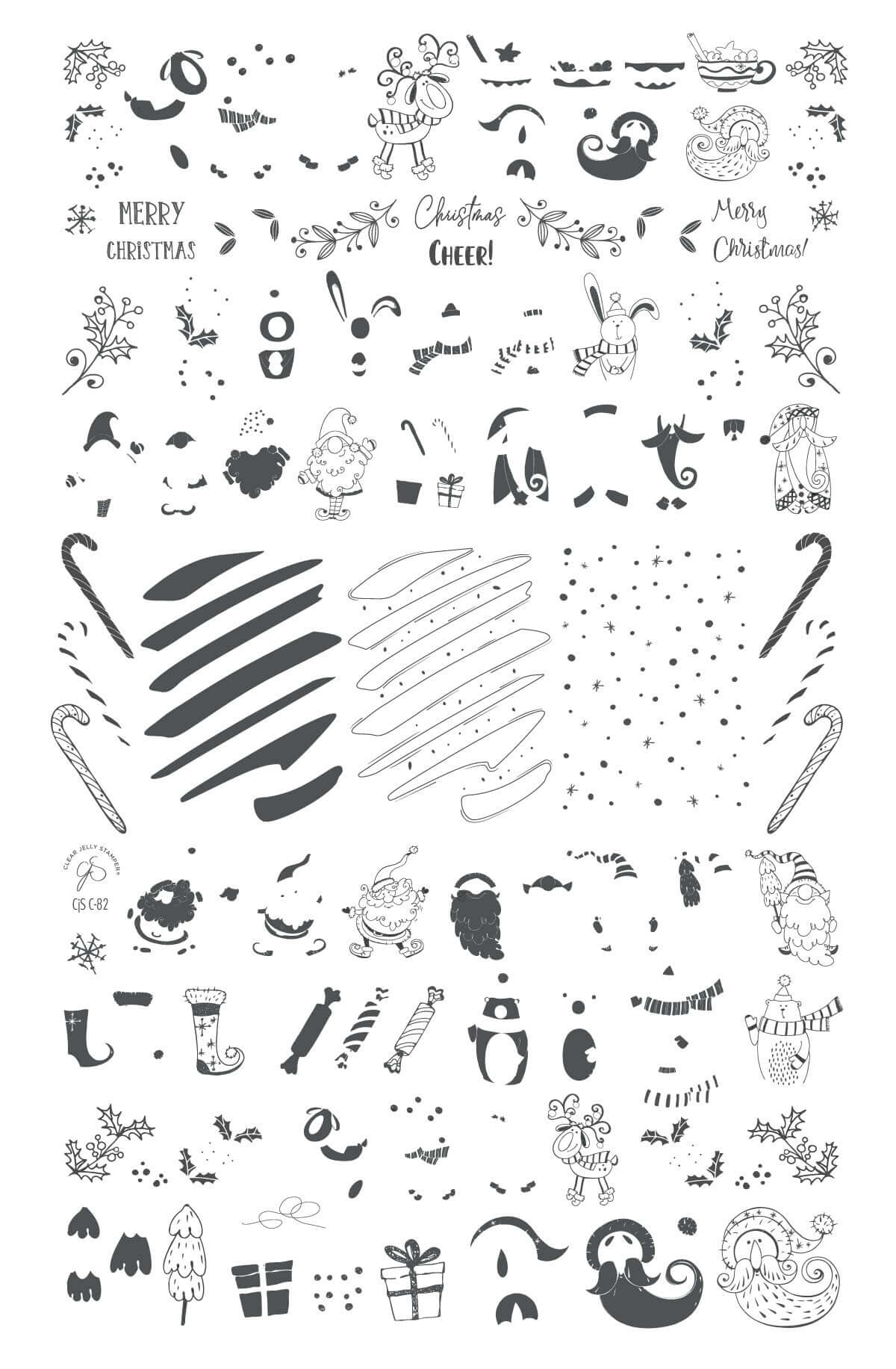 Candy Cane Lane (CjSC-82) Steel Nail Art Layered Stamping Plate