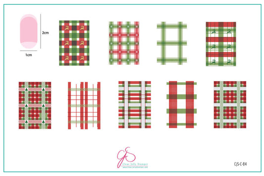 Festive Plaid - Two (CjSC-84) Steel Nail Art Layered Stamping Plate