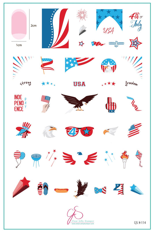 USA Strong (CjSH-114) Steel Nail Art Layered Stamping Plate