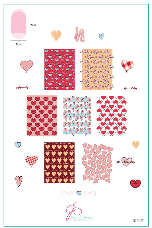 Endless Hearts (CjSLE-12) Nail Art Layered Stamping Plate
