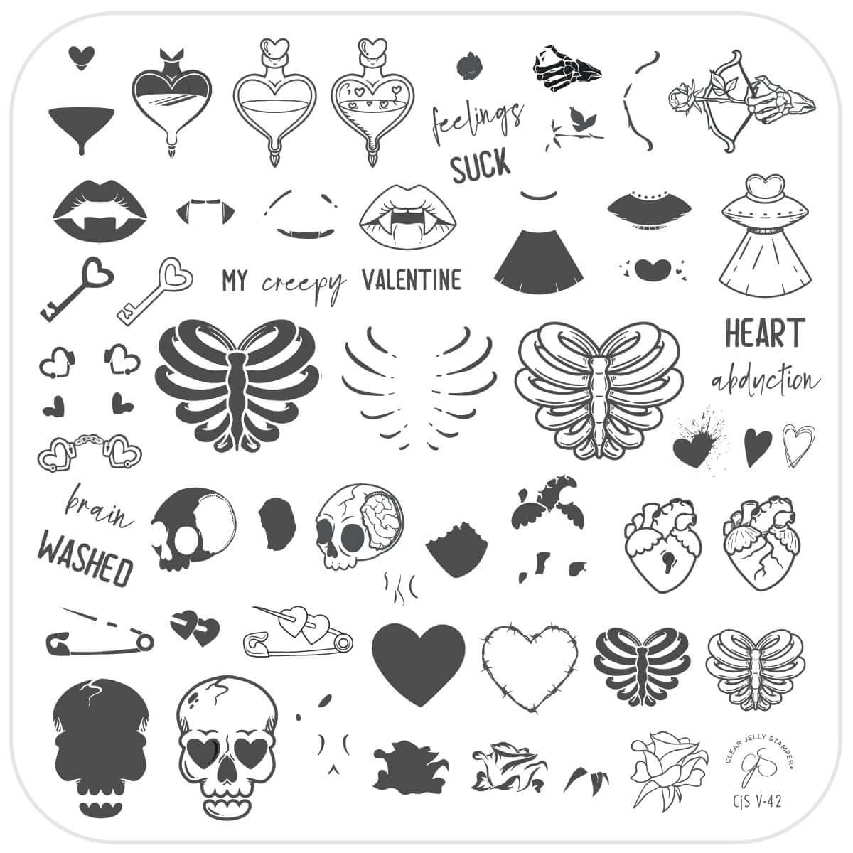 My Creepy Valentine (CjSV-42) Steel Layered Nail Art Stamping Plate