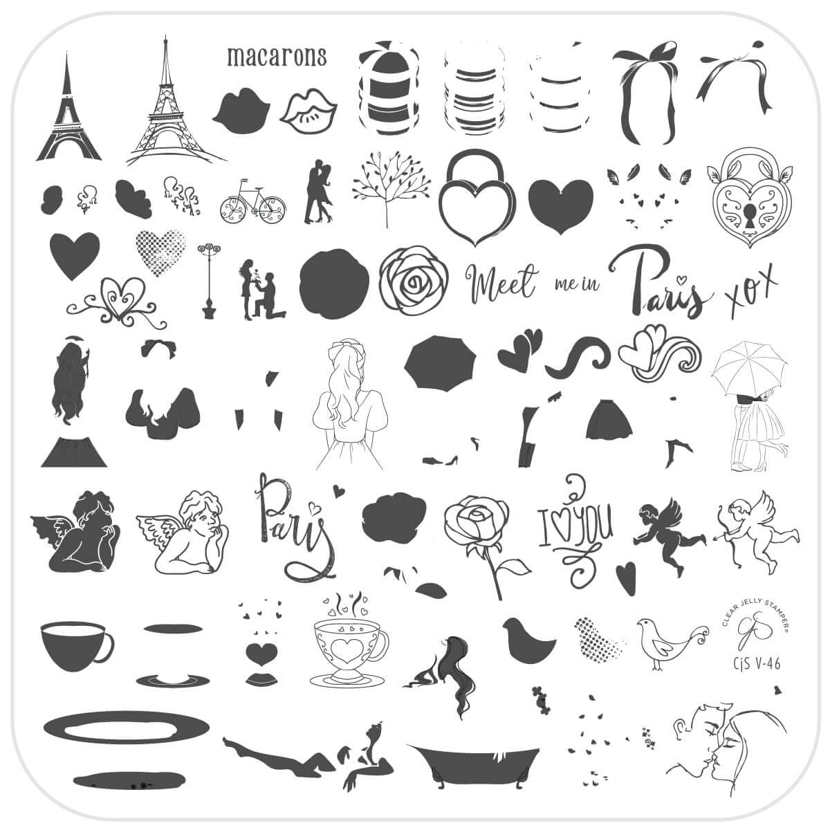 Meet Me in Paris (CjSV-46) Steel Nail Art Stamping Plate