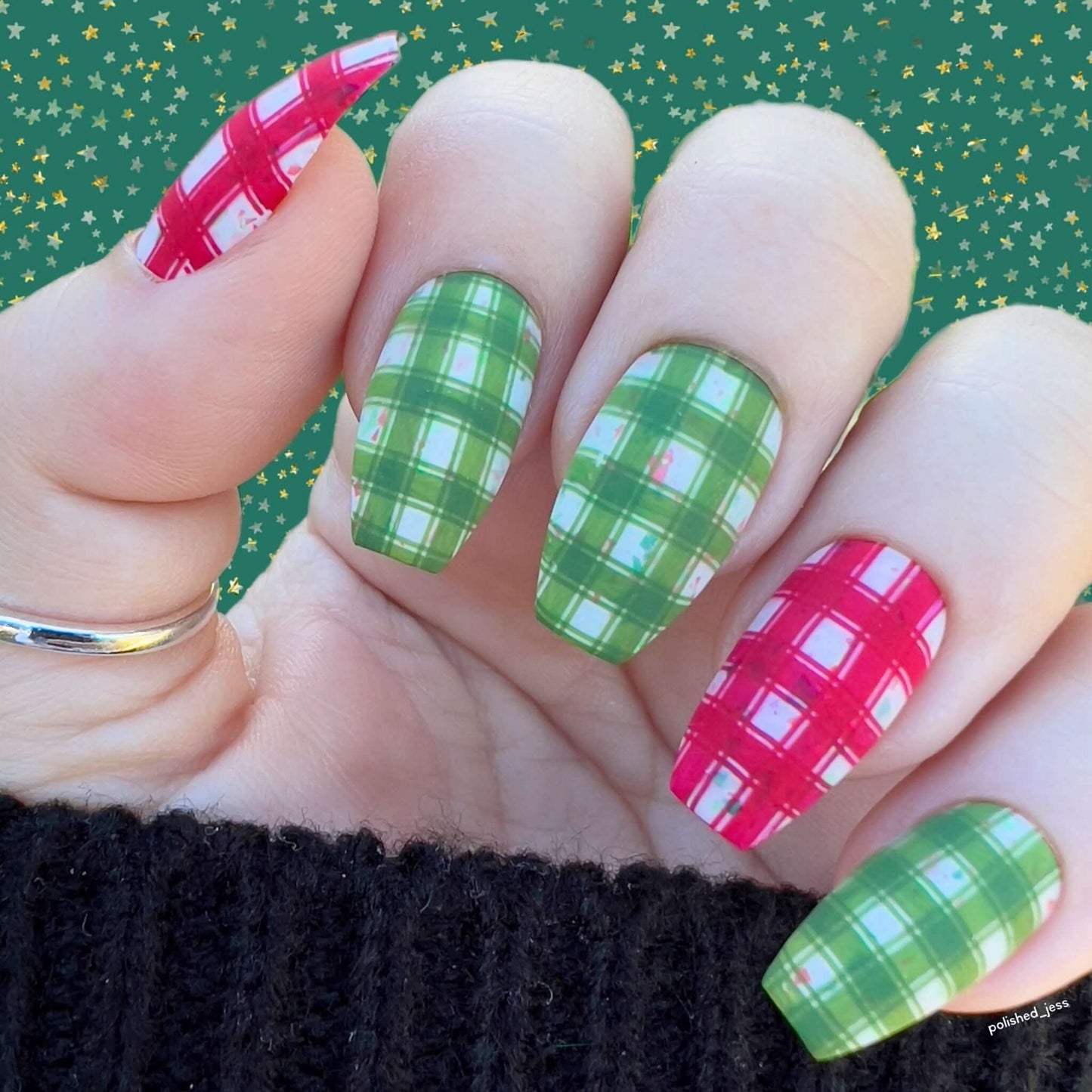 Festive Plaid - Two (CjSC-84) Steel Nail Art Layered Stamping Plate